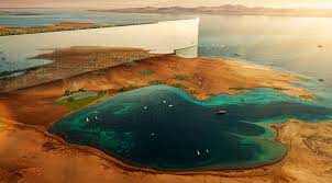 Alt Text / Concept rendering of THE LINE extending across NEOM’s coastal landscape.