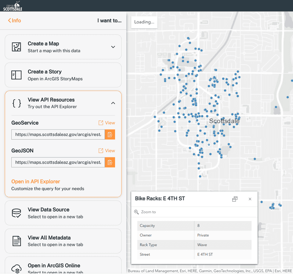 Alt Text / Bicycle Rack Data, Scottsdale AZ