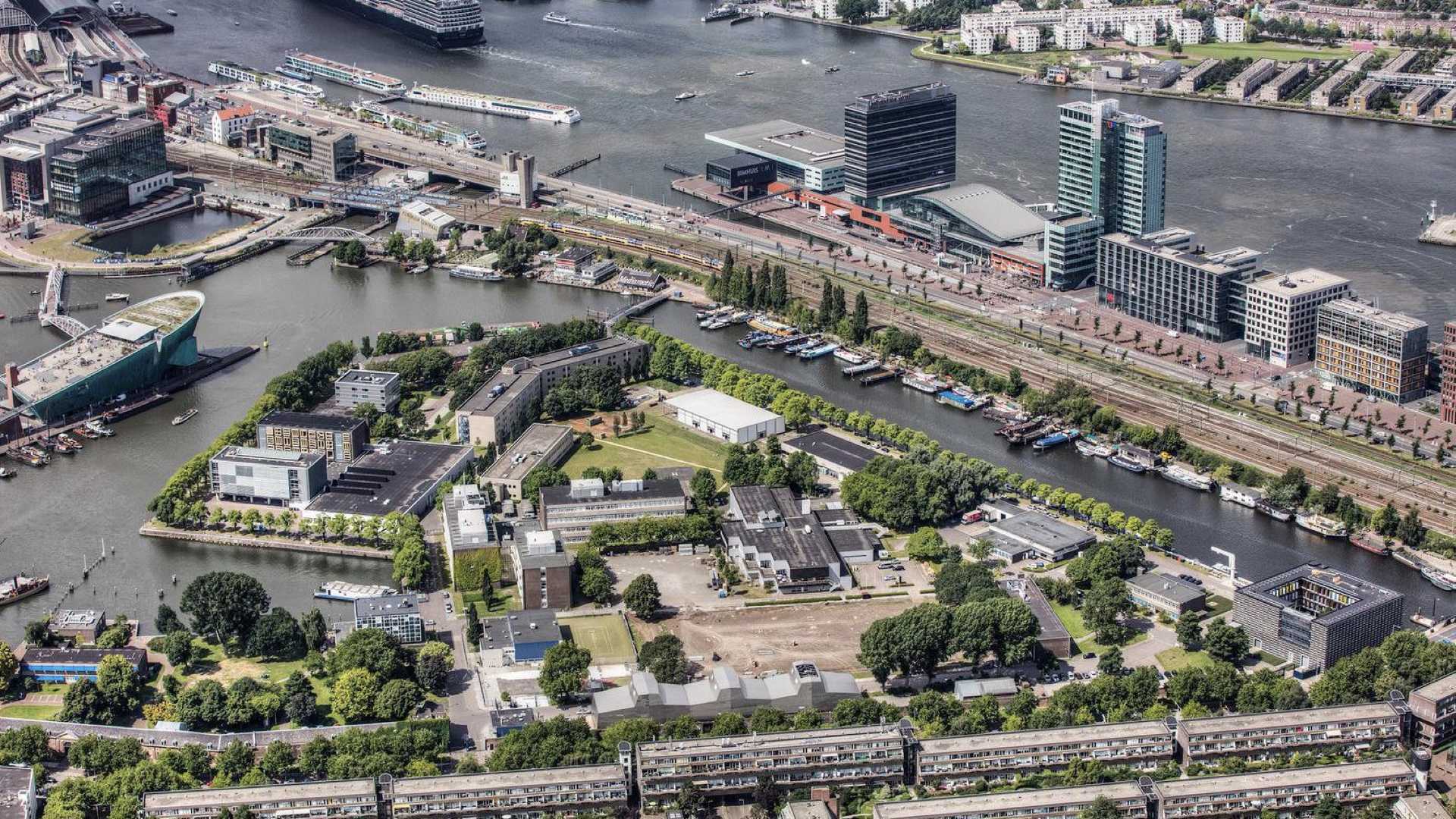 Aerial Picture of the Marineterrein district located in Amsterdam, the Netherlands